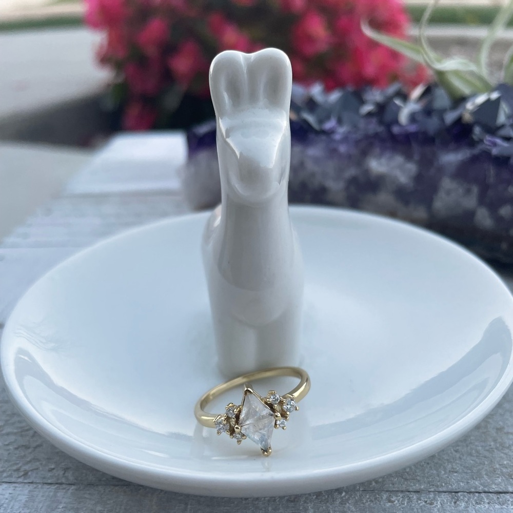 14k Gold over SS Moonstone Ring